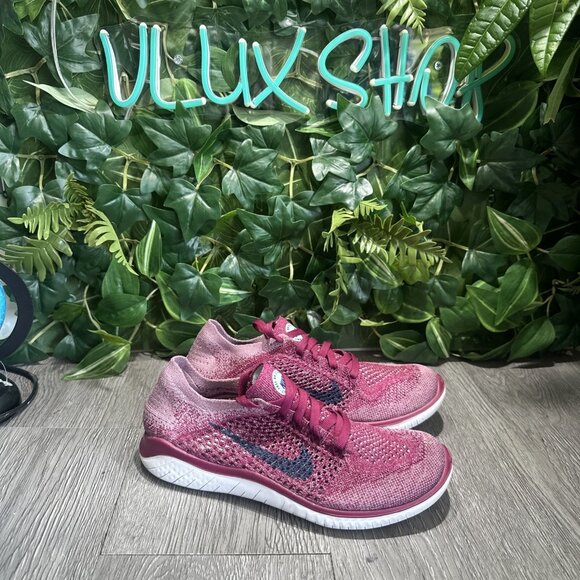 Nike Free RN Flyknit 2018 Raspberry Red Running Sneakers 942839-600 Women Size 6 - Picture 1 of 9